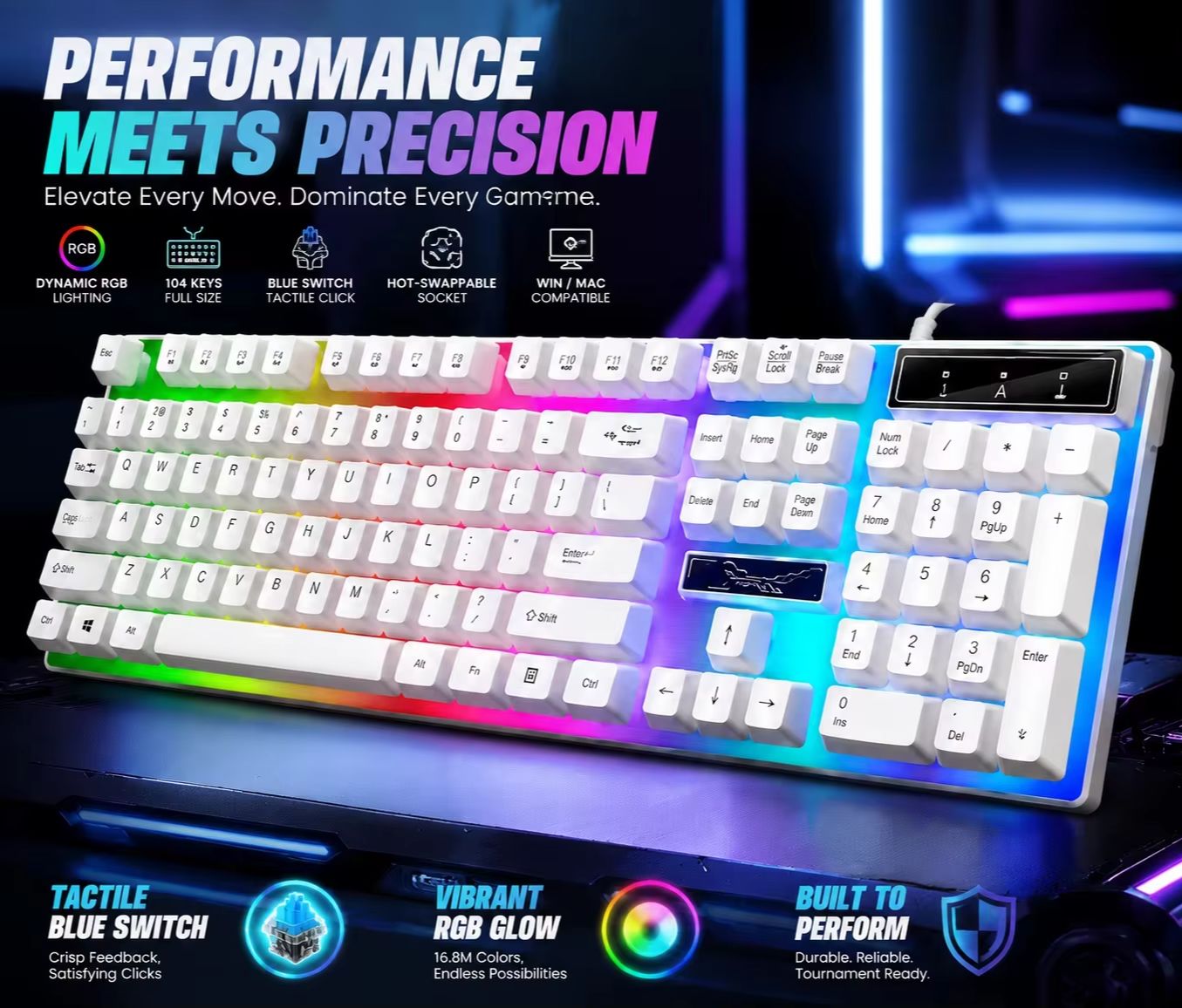 Pc Gaming Fullset - Механическая игровая клавиатура с RGB-подсветкой, 104