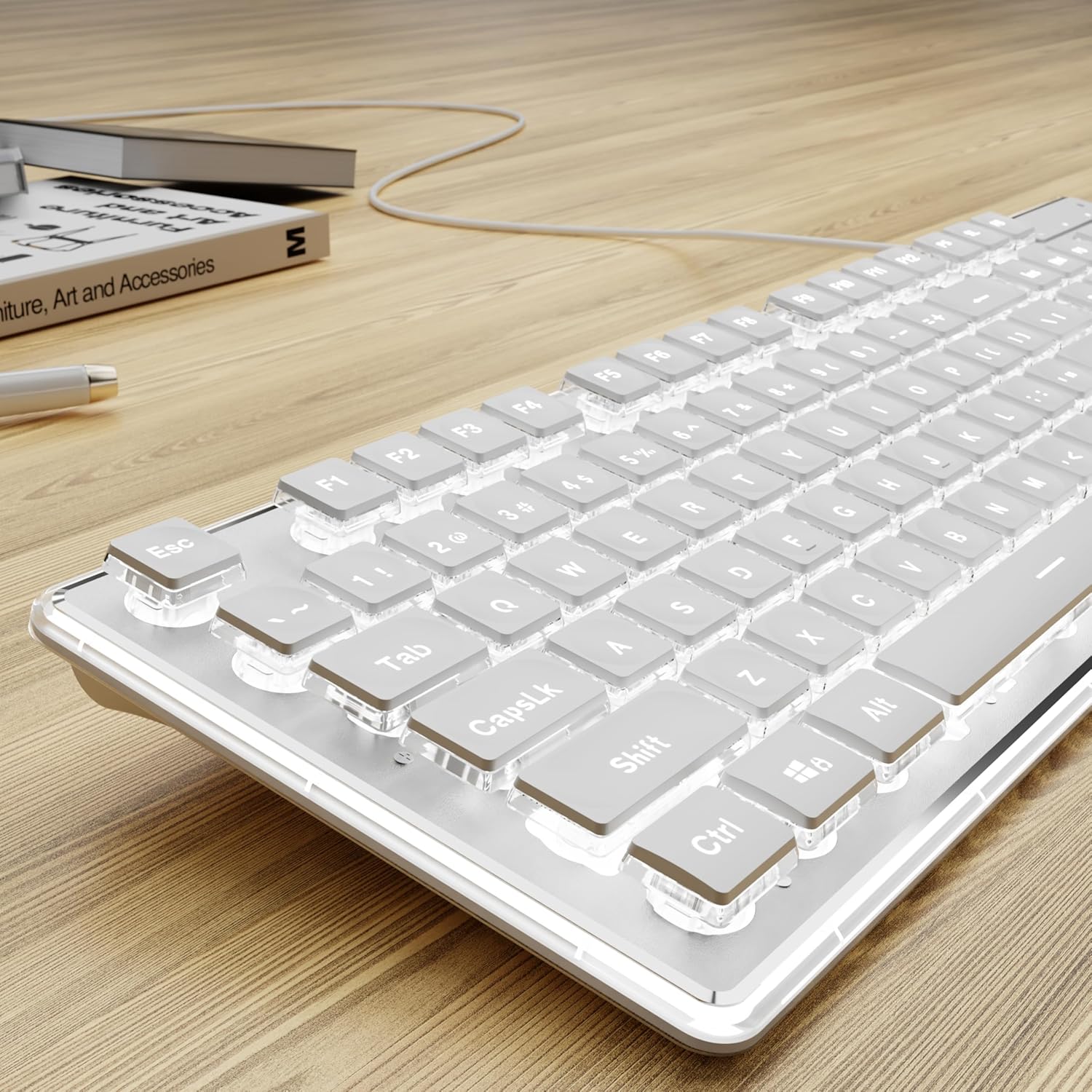 Pc Gaming Fullset - Проводная USB-клавиатура с белой подсветкой, металлической