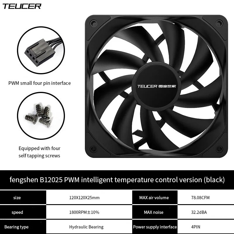 Вентилятор шасси Teucer 12 см, – обзор и цена Pc Water Cooling